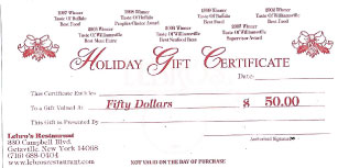 Lebros $50 Gift Certificate